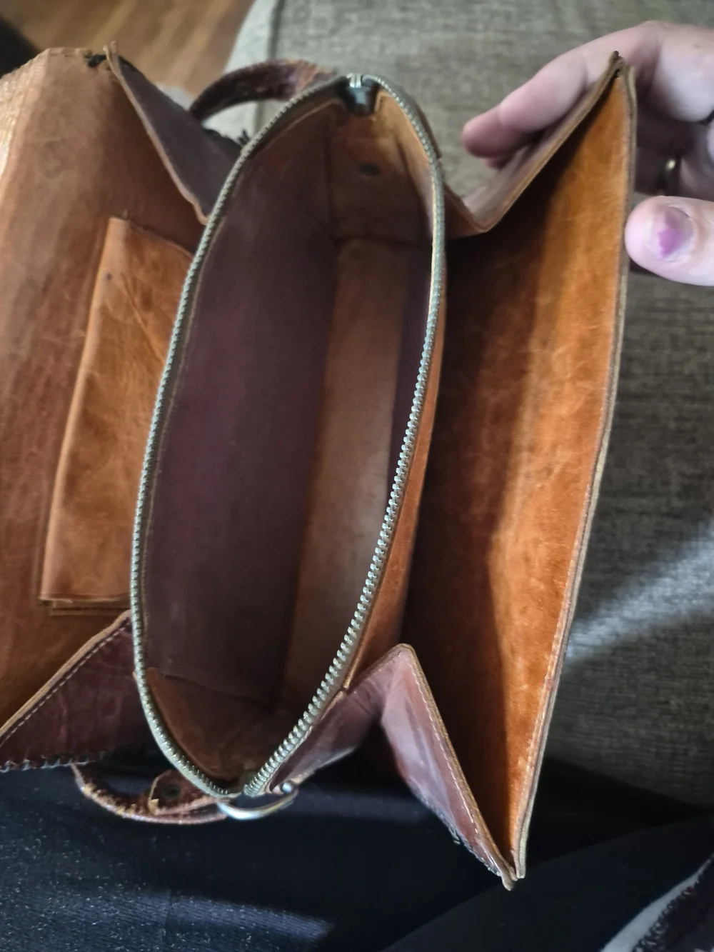 Handcrafted Tooled Leather Crossbody Bag in Brown